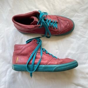 Alife x Barney’s New York Leather High Top Sneakers in Red Blue Size 9.5